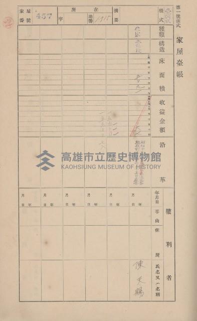 鳳山郡大寮庄山子頂家屋臺帳（三冊之內第三號）藏品圖，第55張