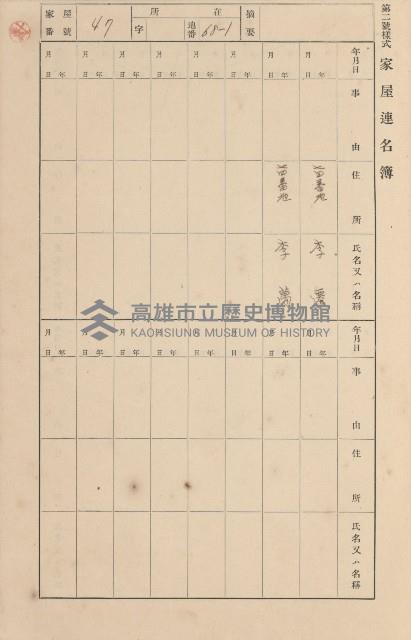 鳳山郡小港庄空地子家屋臺帳（一冊之內第一號）藏品圖，第55張
