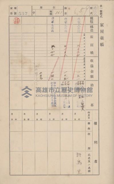 鳳山郡仁武庄翠屏村二之二家屋臺帳
（四冊之內第四號）藏品圖，第55張
