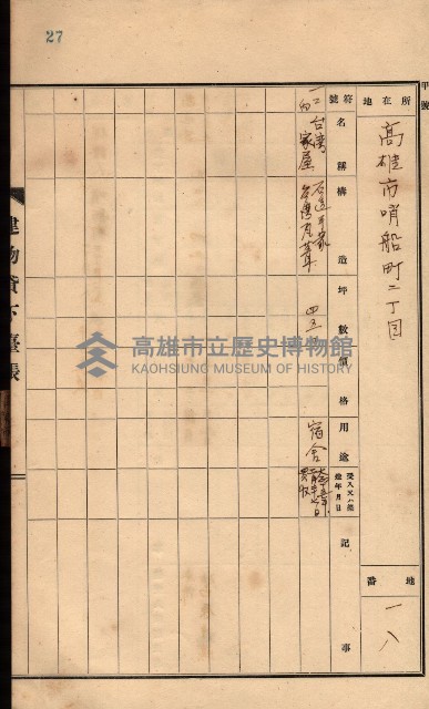 州所屬建物貸下臺帳（高雄州）藏品圖，第55張
