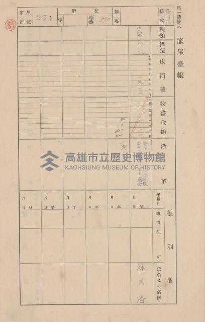 鳳山郡大寮庄翁公園家屋臺帳（三冊之內第二號）藏品圖，第55張