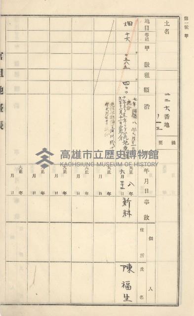 旗山街官租地臺帳（二冊之內第一號）藏品圖，第55張