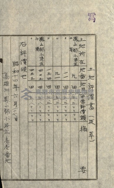 陸軍用地關係綴（評價關係）藏品圖，第460張
