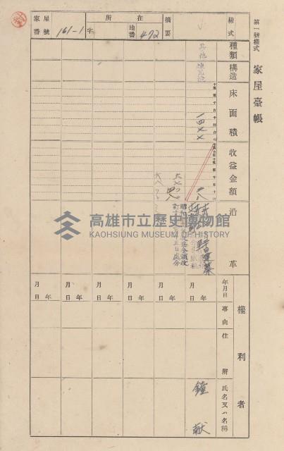 鳳山郡大樹庄九曲堂家屋臺帳（二冊之內第一號）藏品圖，第145張