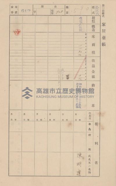 鳳山郡仁武庄翠屏村二之二家屋臺帳
（四冊之內第四號）藏品圖，第145張