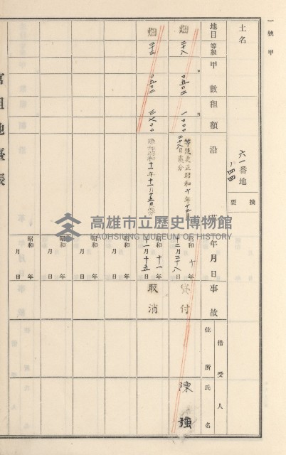 旗山街官租地臺帳（二冊之內第二號）藏品圖，第45張