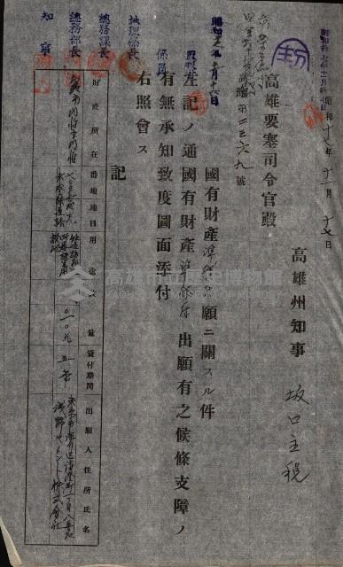 國有財產準貸付許可綴－高雄州高雄市
（昭和十七年度）藏品圖，第45張