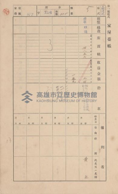 鳳山郡林園庄王公廟家屋臺帳（三冊之內第一號）藏品圖，第95張