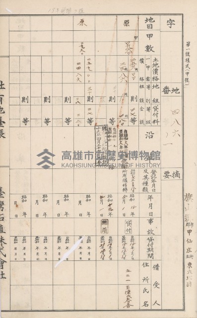 臺灣拓殖株式會社甲仙社有地臺帳（二之二）藏品圖，第95張