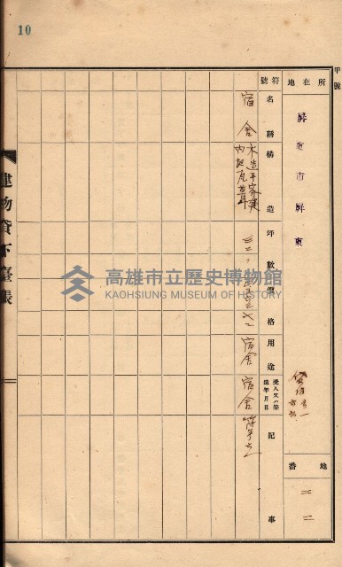 州所屬建物貸下臺帳（高雄州）藏品圖，第95張