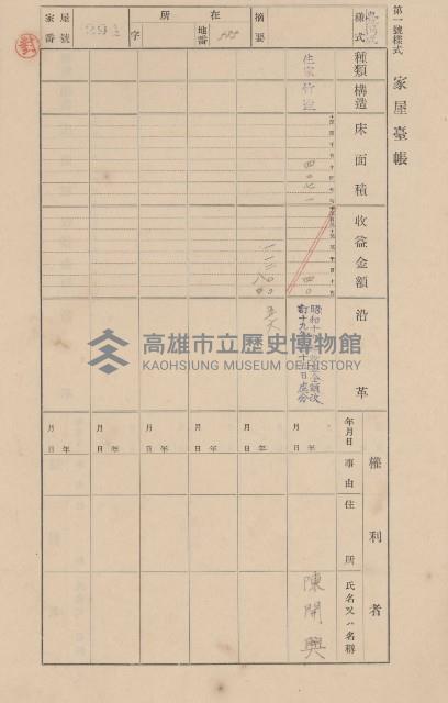 鳳山郡大寮庄翁公園家屋臺帳（三冊之內第二號）藏品圖，第95張