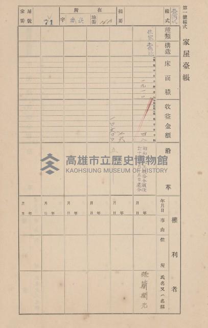 鳳山郡大寮庄赤崁家屋臺帳（四冊之內第一號）藏品圖，第85張