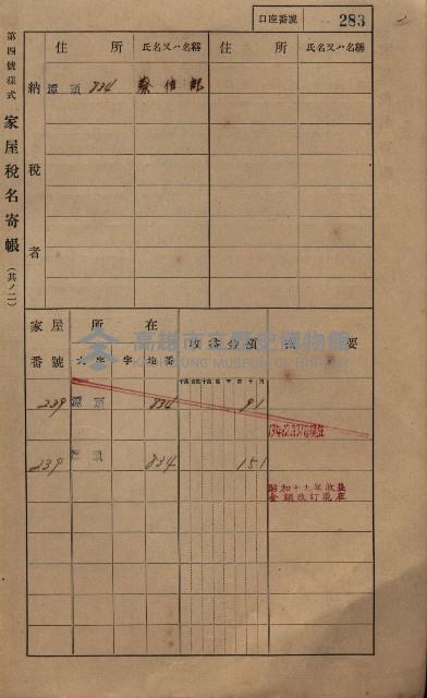 高雄州鳳山郡林園庄潭頭家屋稅名寄帳
（二冊之內第二號）藏品圖，第85張
