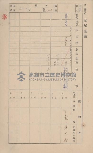 鳳山郡小港庄大坪頂家屋臺帳（二冊之內第二號）藏品圖，第85張