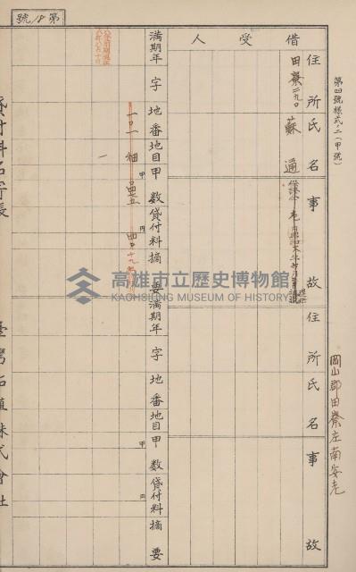臺灣拓殖株式會社田寮貸付料名寄帳藏品圖，第85張
