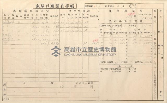 小港庄空地子、店子後家屋戶順調查手帳
（一冊之內一）藏品圖，第135張