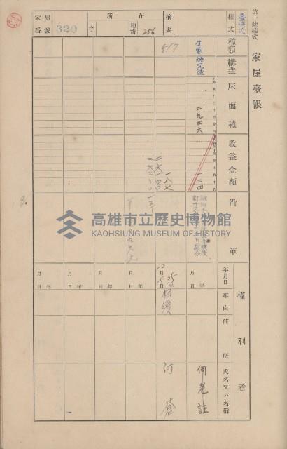 鳳山郡鳥松庄田草埔家屋臺帳
（二冊之內第二號）藏品圖，第135張