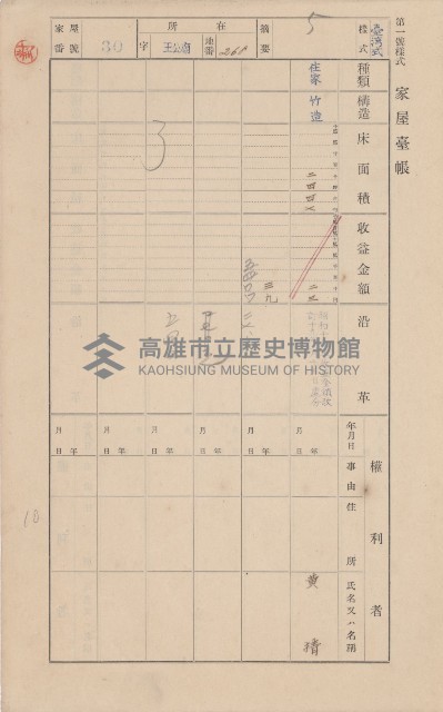 鳳山郡林園庄王公廟家屋臺帳（三冊之內第一號）藏品圖，第35張