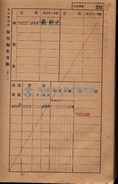 高雄州鳳山郡大樹庄九曲堂家屋稅名寄帳
（二冊之內第二號）藏品圖，第35張