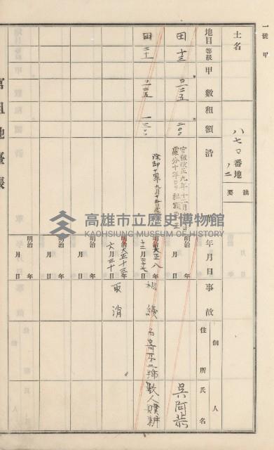 杉林庄官租地臺帳（二冊之內第二號）藏品圖，第335張