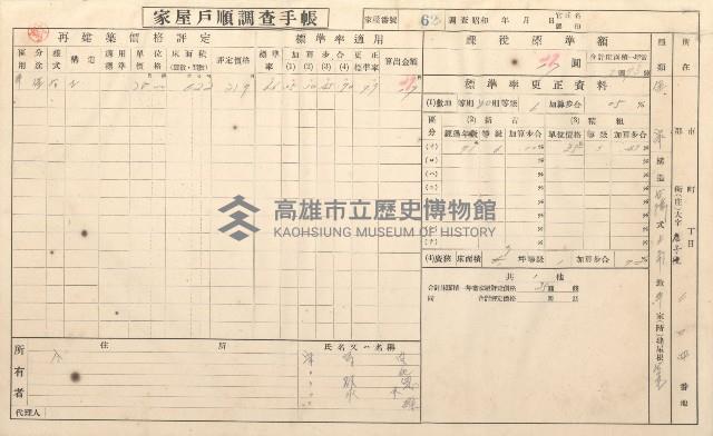 小港庄空地子、店子後家屋戶順調查手帳
（一冊之內一）藏品圖，第67張
