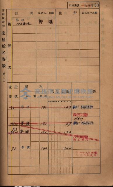 高雄州鳳山郡鳥松庄夢裡、崎子脚、十九灣家屋稅名寄帳
（一冊之內第一號）藏品圖，第67張
