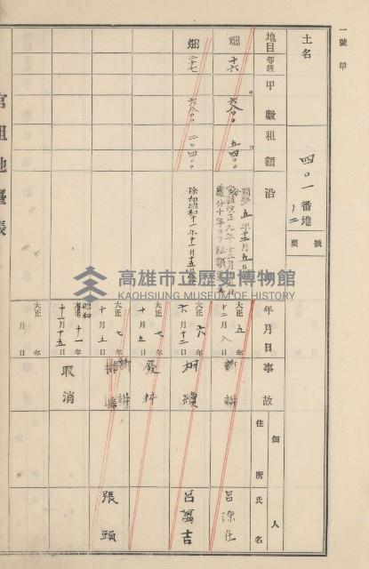 旗山街官租地臺帳（二冊之內第二號）藏品圖，第227張