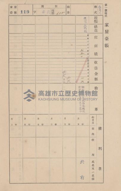 鳳山郡大寮庄赤崁家屋臺帳（四冊之內第一號）藏品圖，第127張