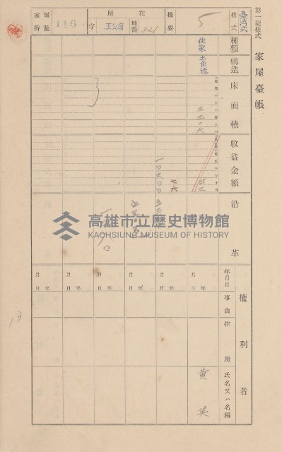 鳳山郡林園庄王公廟家屋臺帳（三冊之內第一號）藏品圖，第127張