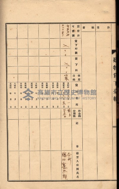 州所屬建物貸下臺帳（高雄州）藏品圖，第127張