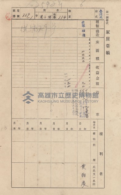 鳳山郡林園庄港子埔家屋臺帳（三冊之內第二號）藏品圖，第127張