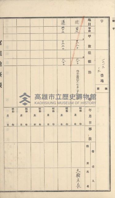 大樹庄官租地臺帳藏品圖，第27張