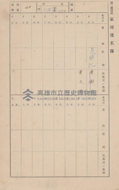 鳳山郡林園庄王公廟家屋臺帳（三冊之內第一號）藏品圖，第27張