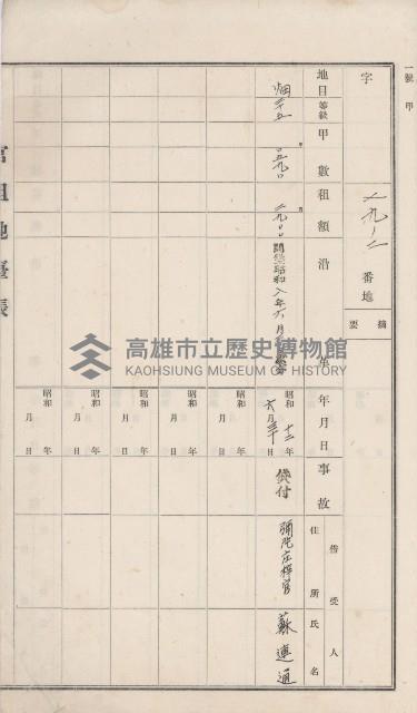 岡山街官租地臺帳（第六號）藏品圖，第27張