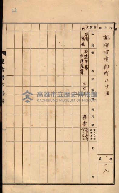 州所屬建物貸下臺帳（高雄州）藏品圖，第27張
