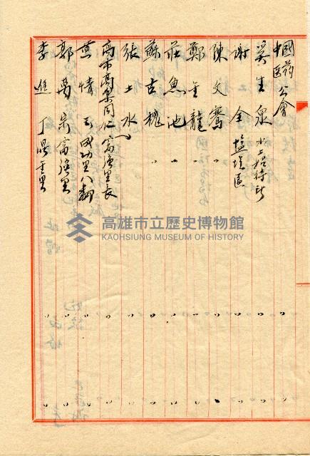 謝掙強連任第二屆高雄市長之各方賀禮清冊藏品圖，第26張