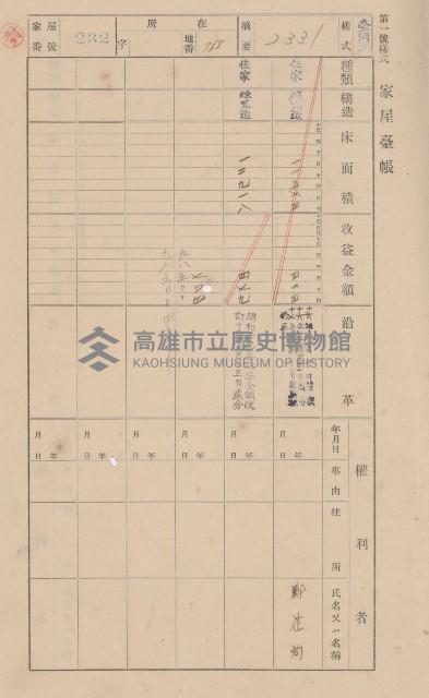 鳳山郡大樹庄溪埔家屋臺帳（二冊之內第二號）藏品圖，第27張