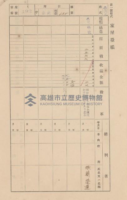 鳳山郡大寮庄赤崁家屋臺帳（四冊之內第一號）藏品圖，第207張
