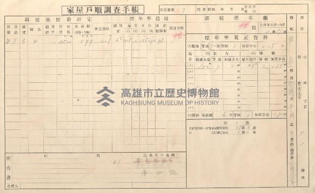 小港庄空地子、店子後家屋戶順調查手帳
（一冊之內一）藏品圖，第107張