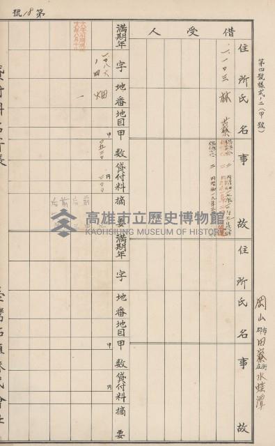 臺灣拓殖株式會社田寮貸付料名寄帳藏品圖，第107張