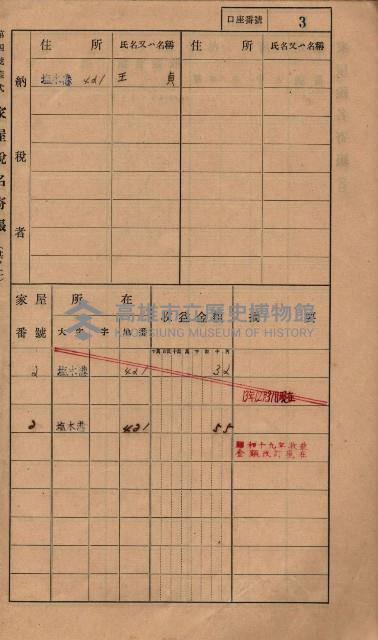 高雄州鳳山郡小港庄塩水港、中大厝、空地子
家屋稅名寄帳（一冊之內第一號）藏品圖，第7張
