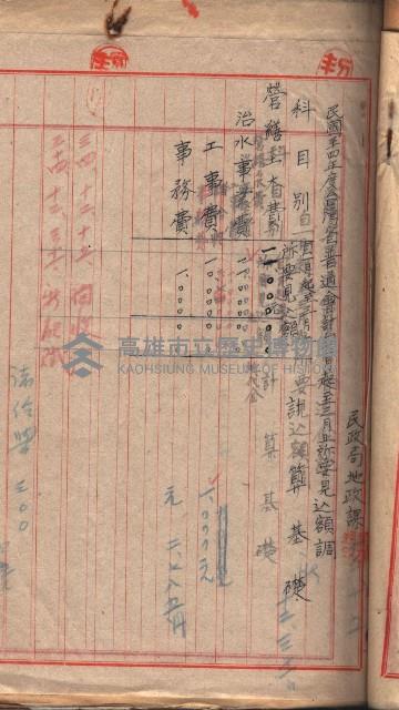 阿公店溪治水工事豫算關係（高雄州）藏品圖，第7張