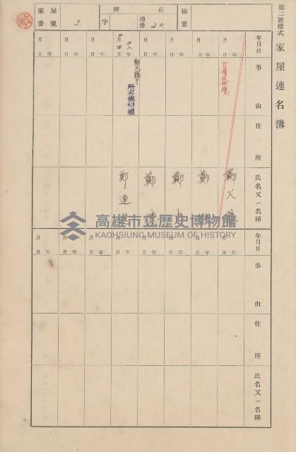 鳳山郡大樹庄九曲堂家屋臺帳（二冊之內第一號）藏品圖，第7張