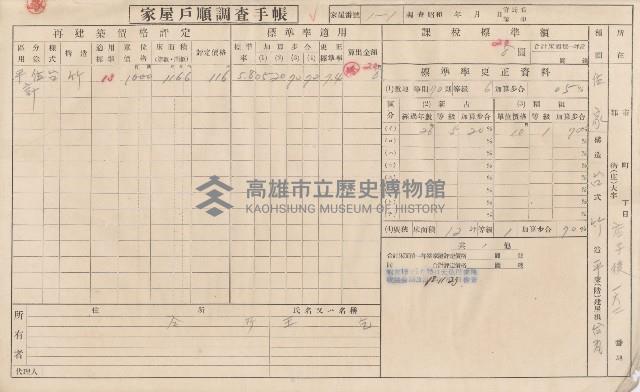 小港庄空地子、店子後家屋戶順調查手帳
（一冊之內一）藏品圖，第7張