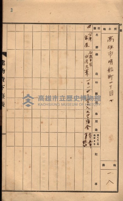 州所屬建物貸下臺帳（高雄州）藏品圖，第7張