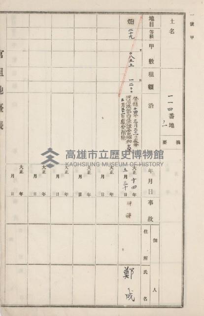 旗山街官租地臺帳（二冊之內第二號）藏品圖，第307張