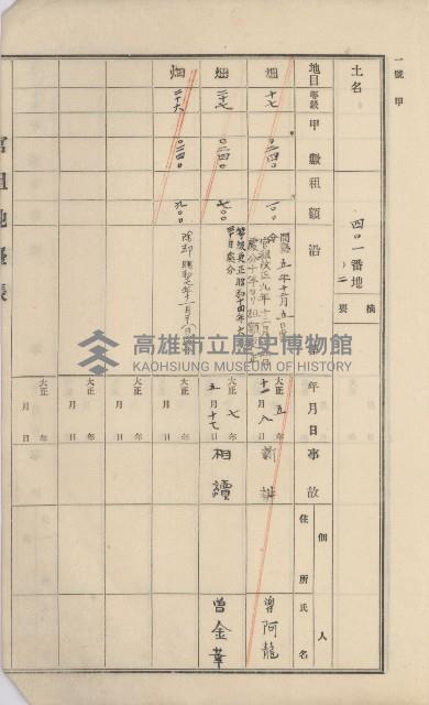 杉林庄官租地臺帳（二冊之內第一號）藏品圖，第307張