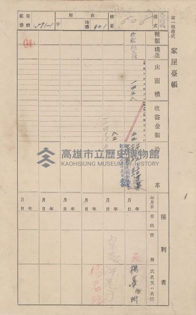 鳳山郡仁武庄翠屏村二之二家屋臺帳
（四冊之內第四號）藏品圖，第117張