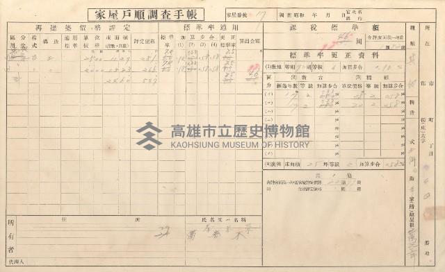 小港庄空地子、店子後家屋戶順調查手帳
（一冊之內一）藏品圖，第117張