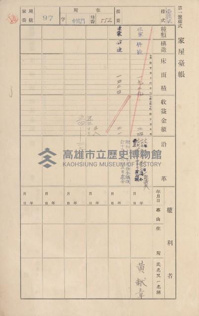 鳳山郡林園庄港子埔家屋臺帳（三冊之內第三號）藏品圖，第117張